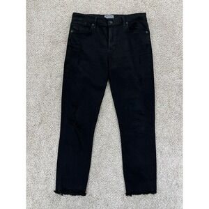 AGOLDE Sophie High Rise Distressed Skinny Crop Jeans Size 29 Black Denim‎